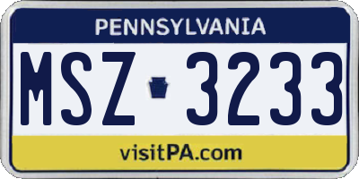 PA license plate MSZ3233