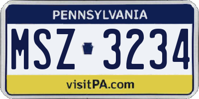 PA license plate MSZ3234