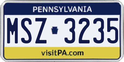 PA license plate MSZ3235