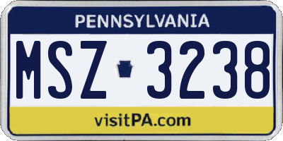 PA license plate MSZ3238