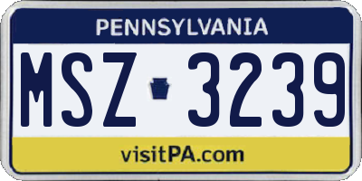 PA license plate MSZ3239