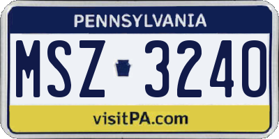 PA license plate MSZ3240