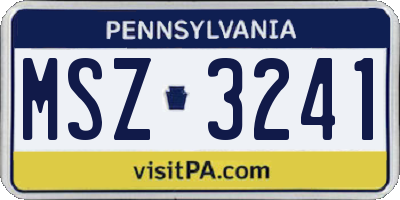 PA license plate MSZ3241