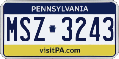 PA license plate MSZ3243