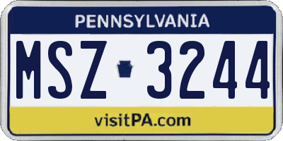 PA license plate MSZ3244