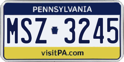 PA license plate MSZ3245