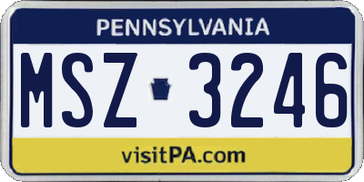 PA license plate MSZ3246