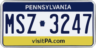 PA license plate MSZ3247