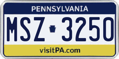 PA license plate MSZ3250
