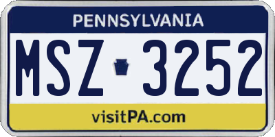 PA license plate MSZ3252