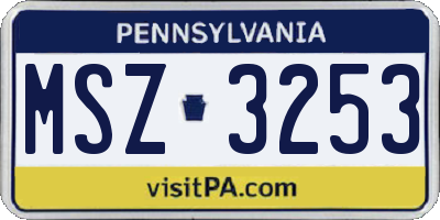 PA license plate MSZ3253