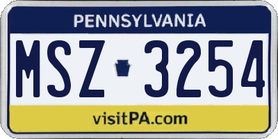 PA license plate MSZ3254