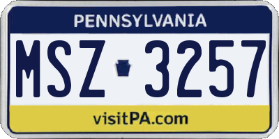 PA license plate MSZ3257