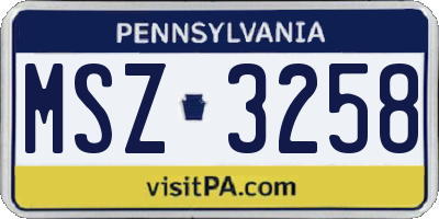 PA license plate MSZ3258