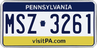 PA license plate MSZ3261