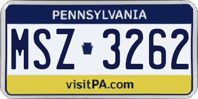 PA license plate MSZ3262
