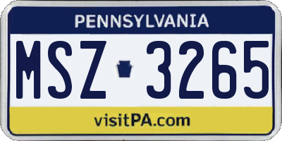 PA license plate MSZ3265
