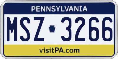 PA license plate MSZ3266