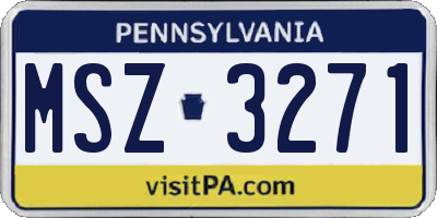 PA license plate MSZ3271