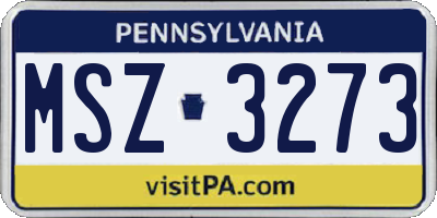 PA license plate MSZ3273