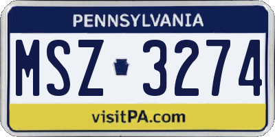 PA license plate MSZ3274
