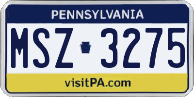 PA license plate MSZ3275