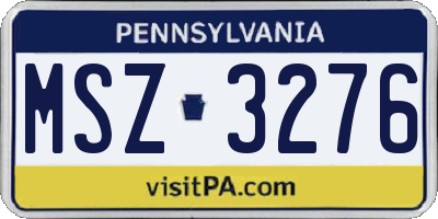 PA license plate MSZ3276