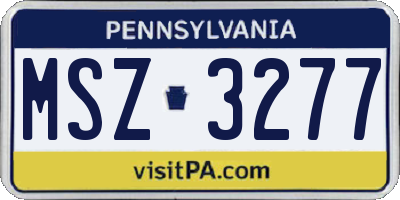 PA license plate MSZ3277