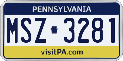 PA license plate MSZ3281