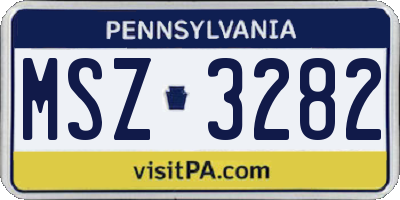 PA license plate MSZ3282