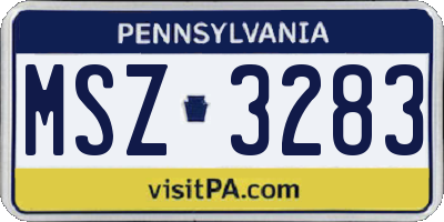 PA license plate MSZ3283