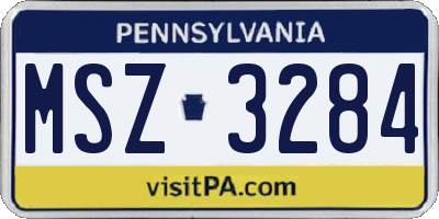 PA license plate MSZ3284