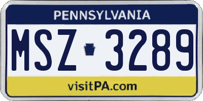 PA license plate MSZ3289