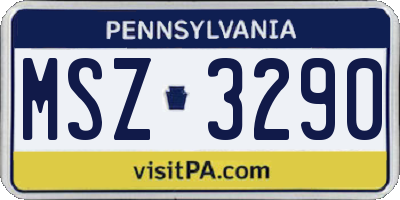 PA license plate MSZ3290