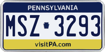 PA license plate MSZ3293