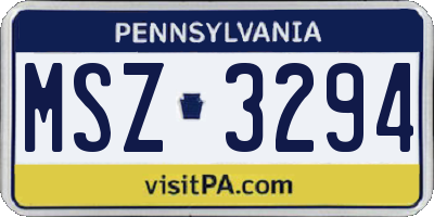 PA license plate MSZ3294