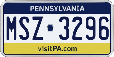 PA license plate MSZ3296
