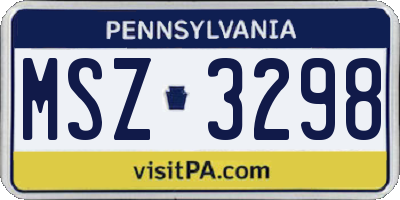PA license plate MSZ3298