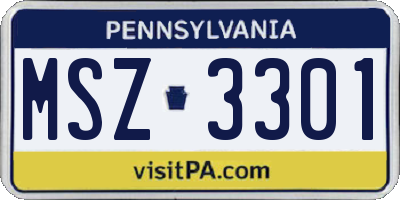 PA license plate MSZ3301
