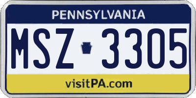 PA license plate MSZ3305