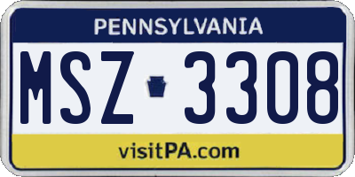 PA license plate MSZ3308
