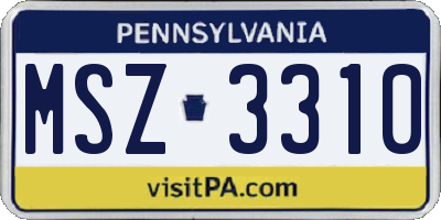 PA license plate MSZ3310