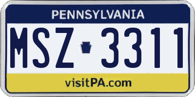 PA license plate MSZ3311