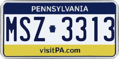 PA license plate MSZ3313