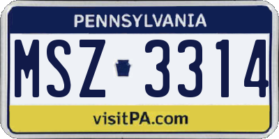 PA license plate MSZ3314
