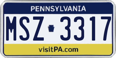 PA license plate MSZ3317