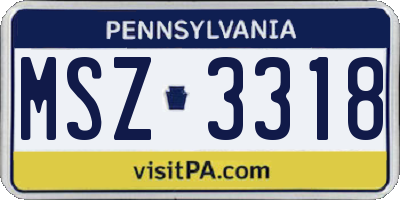 PA license plate MSZ3318
