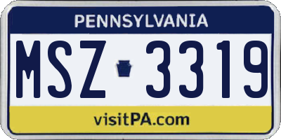 PA license plate MSZ3319