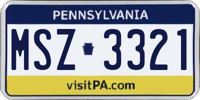 PA license plate MSZ3321