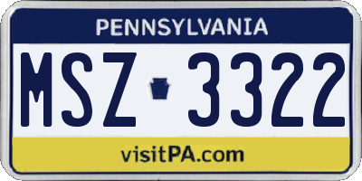 PA license plate MSZ3322